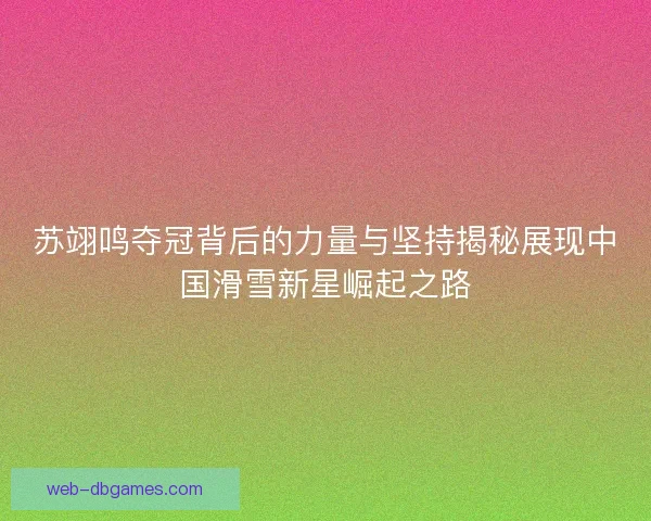 苏翊鸣夺冠背后的力量与坚持揭秘展现中国滑雪新星崛起之路 苏翊鸣夺冠背后的力量与坚持揭秘展现中国滑雪新星崛起之路